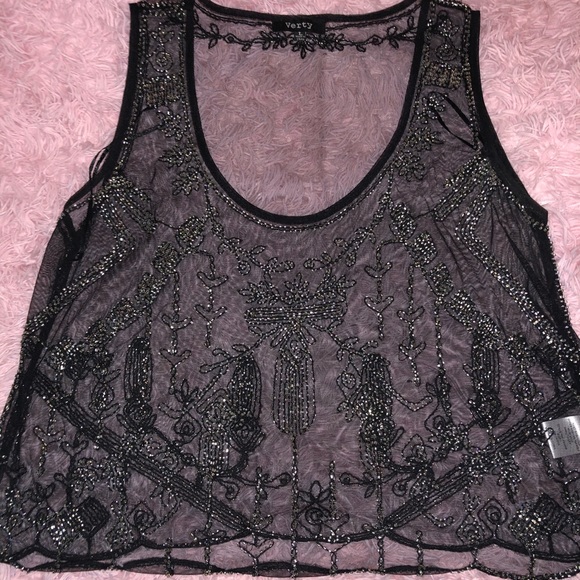Embellished mesh top - Picture 1 of 1